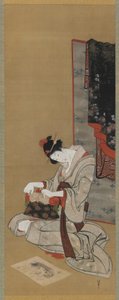 Coutume du Nouvel An : Maquillage le matin du Nouvel An, période Edo, c.1806-11