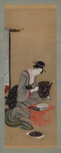 Coutume du Nouvel An : Maquillage le matin du Nouvel An, période Edo, vers 1806-1811