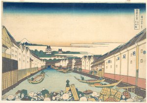 Nihonbashi à Edo (Edo Nihonbashi), tiré de la série « Les trente-six vues du mont Fuji » (Fugaku sanjūrokkei) - Katsushika Hokusai