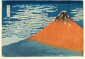N° 8 Fuji par temps clair/ Fuji rouge, période Edo, vers 1831-33 (gravure sur papier)