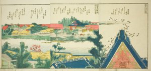Pages du livre illustré "Vues panoramiques le long des rives de la rivière Sumida"