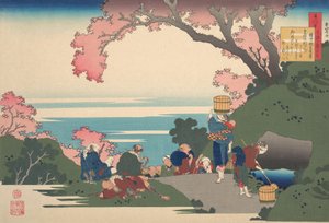 Poème de Gon-chunagon Masafusa Oe no Masafusa, de la série Cent poèmes expliqués..., 1921 - Katsushika Hokusai