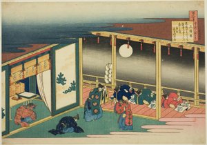 Poème de Sanjo-in, de la série "Cent poèmes expliqués par la nourrice (Hyakunin isshu uba ga etoki)" - Katsushika Hokusai