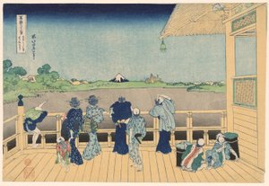 Sazai Hall au Temple des Cinq Cents Arhats (Gohyakurakanji Sazaido), de la série "Trente-six vues du mont Fuji (Fugaku sanjurokkei)" - Katsushika Hokusai