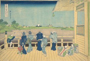 Salle Sazai au temple des cinq cents Arhats Gohyaku Rakanji Sazaido, vers 1830-1832 - Katsushika Hokusai