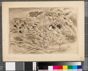 Scènes de la guerre entre le Japon et la Corée, fin du XVIIIe-début du XIXe siècle (encre et lavis sur papier)