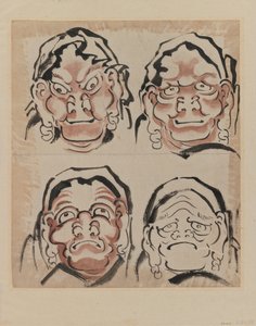 Esquisse de quatre visages - Katsushika Hokusai
