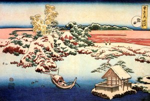 Paysage enneigé près de la rivière Sumida, vers 1832 - Katsushika Hokusai