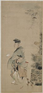 Deux artistes se promenant pour le Nouvel An, période Edo, vers 1830-32