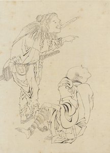 Deux chasseurs, période Edo - Katsushika Hokusai