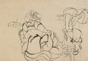 Deux esquisses : dame jouant du samisen et dame de dos..., fin XVIIIe-début XIXe siècle - Katsushika Hokusai