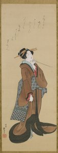 Femme tenant une pipe à tabac, période Edo, vers 1814-15 - Katsushika Hokusai