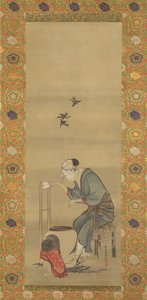 Femme filant de la soie - Katsushika Hokusai