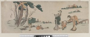Femmes distrayant un enfant dont le cerf-volant est coincé dans un arbre, période Edo, vers 1800