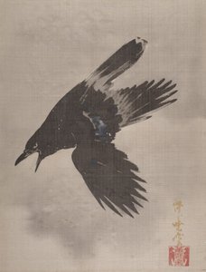 Corbeau volant dans la neige, vers 1887 - Kawanabe Kyosai