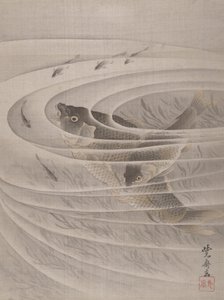 Poissons dans un tourbillon - Kawanabe Kyosai