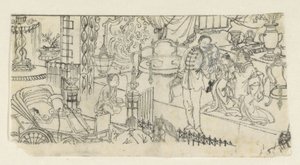 Homme disant au revoir à un enfant - Kawanabe Kyôsai (attributed to)