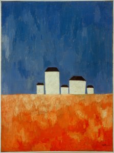 Paysage avec cinq maisons - Kazimir Severinovich Malevich
