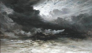 Remorqueur et barge à bois