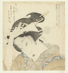 Geisha avec plectre - Keisai Eisen (attributed to)