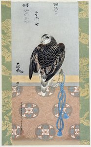 Faucon - peinture sur soie par Itaya Keishiu