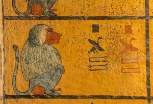 Babouin, peinture murale dans la tombe du roi Toutankhamon; KV52, Vallée des Rois, Thèbes, 2003 (photo)