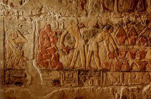 Ancien Empire égyptien; Égypte; Saqqarah, tombe des Deux Frères, cuisson du pain, empilement de chaleur