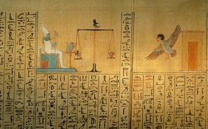 Papyrus de la tombe de Maiherpri; Vallée des Rois; Ba quittant la tombe; pesée de... - Kenneth Garrett