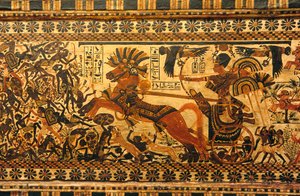Peinture murale dans la tombe du roi Toutankhamon; Roi Toutankhamon; Égypte; Nouveau Royaume; Toutankhamon, 2003 (photo)