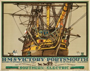 H.M.S. Victory, Portsmouth, affiche publicitaire pour Southern Electric Railways
