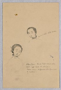 Esquisse de deux têtes féminines pour la figure chinoise dans "Le Mariage de l