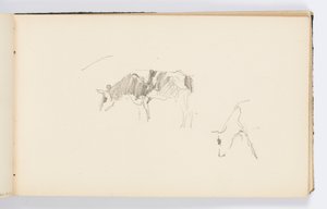 Page de carnet de croquis : Vaches broutant - Kenyon Cox