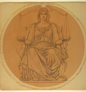 Étude pour "Justice," Lunette dans le palais de justice du comté de Hudson, Jersey City, NJ - Kenyon Cox