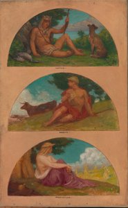 Le progrès de la civilisation : Chasse, élevage, agriculture (étude murale, State Capitol, Des Moines, Iowa) - Kenyon Cox