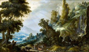 Paysage de Montagne avec Cascade