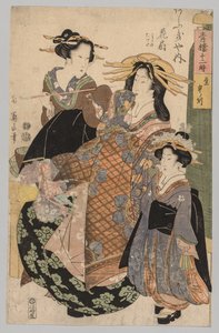 Deux femmes et une fille - Kikugawa Eizan