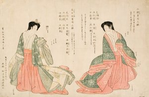 Femmes portant deux costumes de cour, 1801 - Kikukawa Eizan