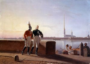 Le Tsar russe Alexandre Ier (1777-1825) et son frère Constantin au bord de la Neva - Kil