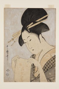 Beauté avec une serviette - Kitagawa Utamaro