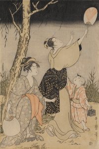 Attraper des lucioles sous un saule (gauche) - Kitagawa Utamaro