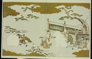 Enfants faisant un shishi de neige et roulant une boule de neige, de "Le Monde d