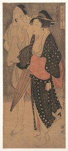 Couple sous une averse du soir, vers 1800 - Kitagawa Utamaro