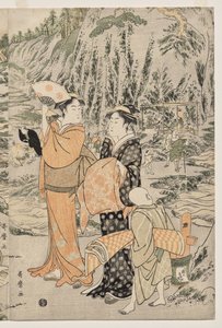 Pêche sur le rocher de la planche à découper à Enoshima - Kitagawa Utamaro