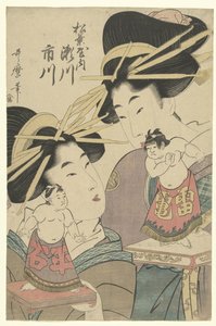 Geishas avec des poupées sumo - Kitagawa Utamaro