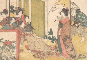 Filles diverties par des artistes, du livre illustré Fleurs des quatre saisons - Kitagawa Utamaro