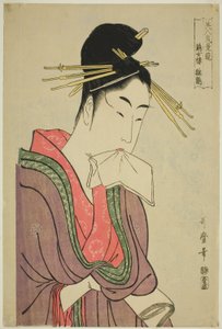Hinazuru du Keizetsuro, de la série "Comparaison des charmes des beautés (Bijin kiryo kurabe) (Keizetsuro Hinazuru)" - Kitagawa Utamaro