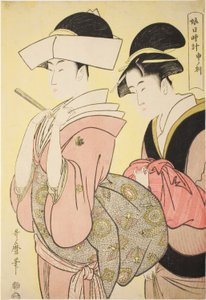 Heure du Singe [16h] (Saru no koku), de la série "Cadran solaire des jeunes femmes (Musume hi-dokei)"