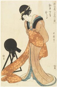 La femme de Kanpei mange - Kitagawa Utamaro
