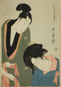 Amants se séparant le matin, de la série "Élégant pin à cinq aiguilles (Furyu goyo no matsu)" - Kitagawa Utamaro