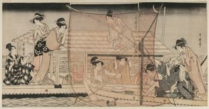 Pêche au filet de nuit sur la rivière Sumida, vers 1800 - Kitagawa Utamaro